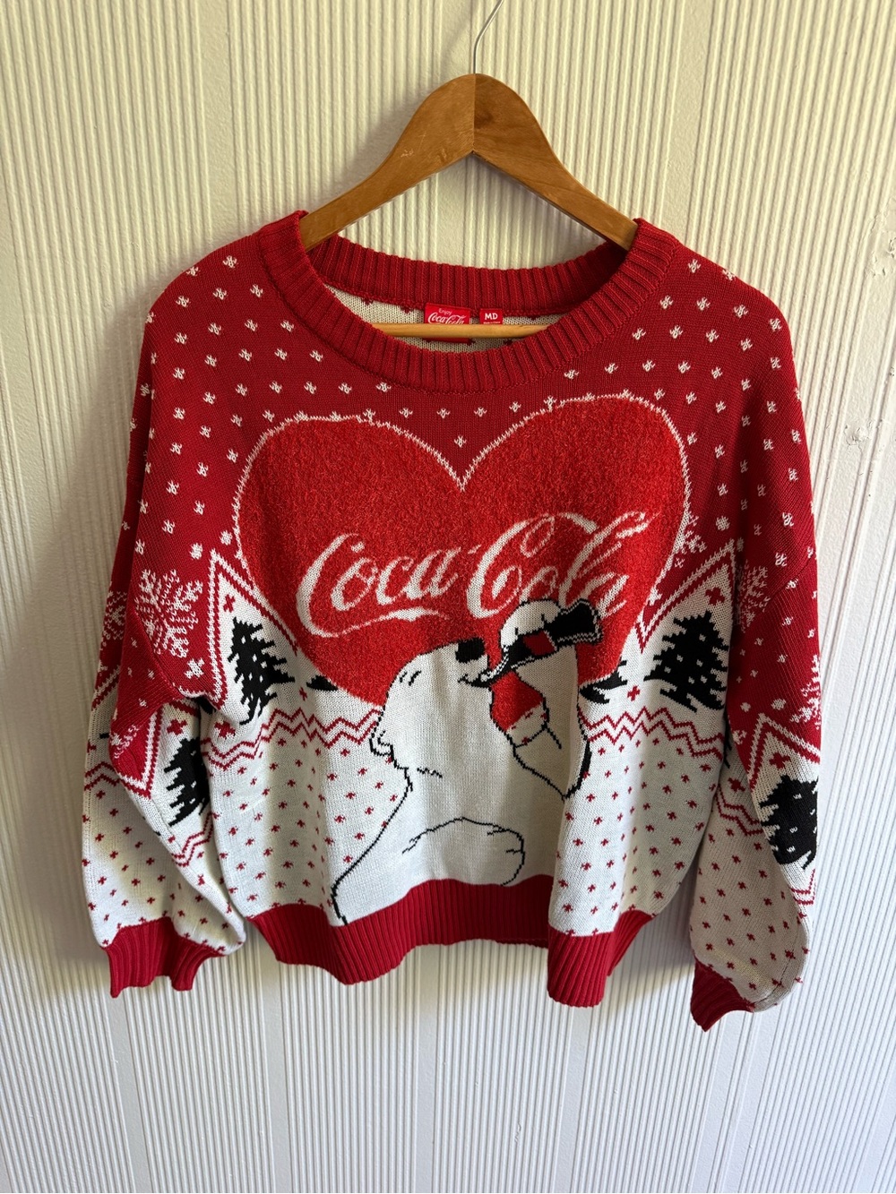 Coca Cola Red and White Polar Bear Crewneck Sweater
